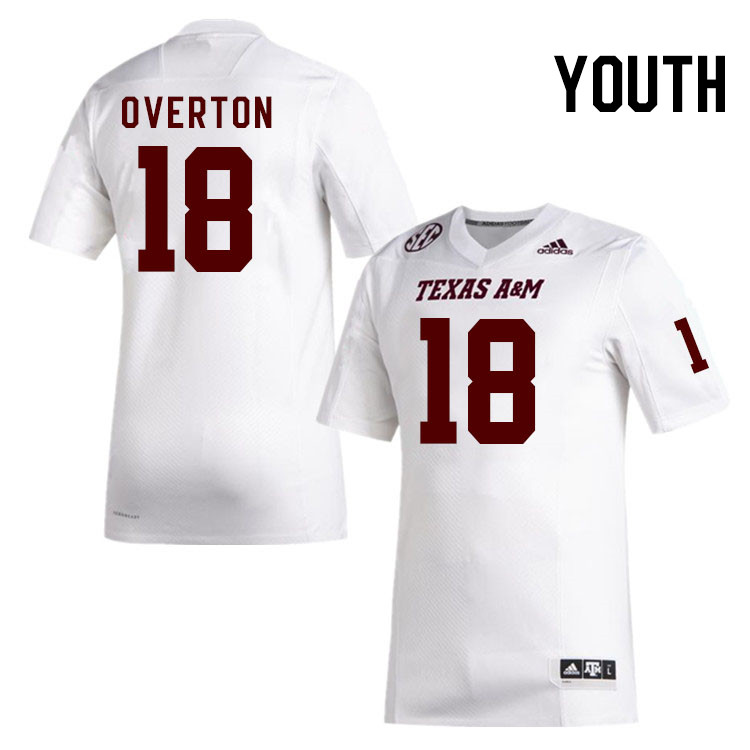 Youth #18 LT Overton Texas A&M Aggies College Football Jerseys Stitched Sale-White